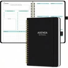 Agenda Semanal Sin Fecha para Mujer, Espaol Cuaderno Agenda Semanal de Trabajo, Cuaderno de Espiral A5, Sin Fecha, 21, 5x15, 5cm, para Mujer, para Planificacin Diaria - Rosa