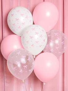 10/31 unidades Globos de látex de 12 pulgadas con estampado de lazos, Set de globos de látex rosa de 10 pulgadas adecuados para decoración de bodas, compromisos, aniversarios, fiestas con tema de princesa, decoración de fiestas de cumpleaños - Multicolor - Ver 1