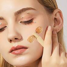 1pc Roller Massager Muscle Relaxation Manual Body Roller Handheld Body Massager For Neck Back Legs & Face - Khaki - View 6