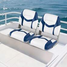 2-Pack Boat Seats Folding Low Back Boat Chairs W/ Sponge Padding Fixing Bolts - 藍色和白色 - 查看 1
