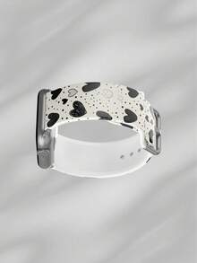 1pc Soft Elastic Breathable Polka Dot & Graffiti Heart Pattern Replacement Watch Band Strap, Fits 38mm 40mm 41mm 45mm 44mm 42mm 49mm, Fashionable Casual Multi-Color Silicone Watch Band Accessory For Apple Watch Ultra Series, S10/SE/9/8/7/6/5/4/3/2/1 Smartwatch - Multicolor - View 5
