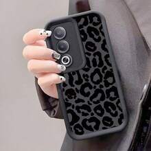 1pc Leopard Print Shockproof Protective Phone Case, Thick Anti-Slip Cover Compatible With IPhone, Honor, Redmi, Galaxy S22, S21, S22, S23, S24, S25 Ultra, A55, A35 - Negro - Ver 10