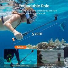 BSLIUFANG Floating Selfie Stick, Underwater Diving Extendable Monopod Tripod With Adapter, Compatible With Gopro Hero, Insta360, OSMO Travel/Selfie Camera Accessories - Black - View 6