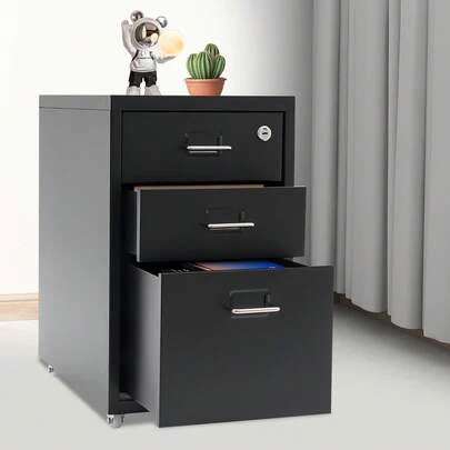 Vertical File Cabinet, Metal Mobile File Cabinet With Lock, Filing Cabinet Under Desk