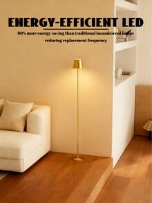 1盏1200mAh可充电落地灯，可调光暖光，简约北欧风格，适用于客厅、卧室、电视柜、餐厅、床头柜、宿舍等场所。