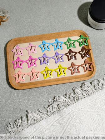 10pcs Fashionable Versatile Star Combination Color Hair Clips, Claw Clips, Hair Slide, Hair Barrettes