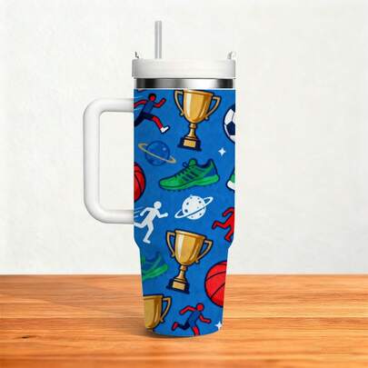 40 Oz Large Capacity Insulated Cup, Suitable For Hot And Cold Drinks - Made Of 304 Stainless Steel, Space Theme Digital Print, Suitable For Water, Tea, Smoothies, Fitness, Travel, Outdoor Activities - Colorful And Durable Cup, Suitable For Christmas And New Year Gifts,Water Bottle Coffee Bar Essentials| Perfect Grandpa Grandma & Best Friend Gifts