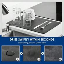 XISH YAYUSI Tapete Para Secar PlatosTapete De Secado De Platos Para Encimera De Cocina 16 x 24 Pulgadas Súper Absorbente Para Cocina Tapete De Café Para Encimeras Antideslizante Y Secado Rápido Negro - TMLSD-03+61 x 40,6 cm - Ver 3