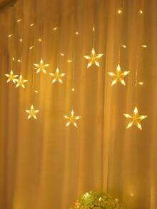 1条2米/6.56英尺电池供电星形串灯，家居窗帘装饰，室内房间装饰，卧室装饰，墙面装饰串灯，婚礼派对节日星形仙女灯 - 無色 - 查看 3