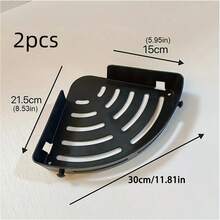两件套浴室收纳架，包含化妆品收纳架、调料架、壁挂式收纳架和浴室配件。防水、防锈、防霉。免打孔设计。自带背胶。浴室配件/浴室工具 - 彩色 - 查看 14