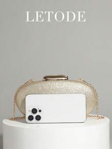 LETODE Glittery Gold Elegant Glitter Clutch Bag, Women's Evening Bridal Wedding Wallet With Detachable Metal Chain, Suitable For Weddings And Parties, Multifunctional Handbag, Cocktail Party Wedding New Wallet, Perfectly Matches Ball Gown Accessories, Party Ball Gown Bag - Gold - View 8
