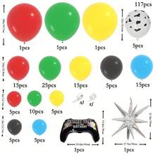117 piezas Conjunto de globos con temática de videojuegos y dibujos animados, con controlador de juego de estrella de explosión de papel de aluminio, adecuado para fiestas de cumpleaños, noches de juegos, fiestas con tema de victoria, decoración de fiestas de videojuegos, decoración de bienvenida de bebés, sin necesidad de fuente de alimentación - Multicolor - Ver 3