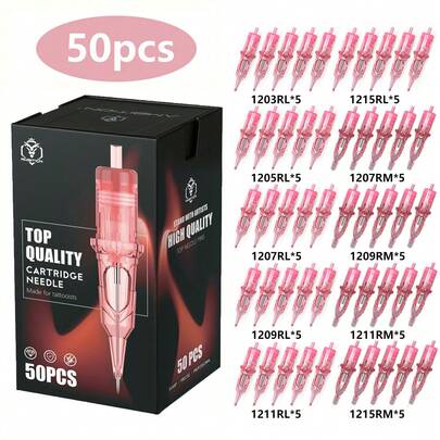 50pcs Assorted Tattoo Needles, Including Round Liner, Curved/Round Liner, #10 #12, Suitable For Tattoo Supplies And Equipment, Professional Tattoo Artist Use