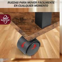Office Furniture SetMesita de Noche con Ruedas Mesas Auxiliares de 2 Niveles con Cajón Tela Cuero Negro Buros para Recamara con Giratorias Sistema de Bloqueo Fácil de Montar para Baño Cocina Salón Oficina - Marrn - Ver 6