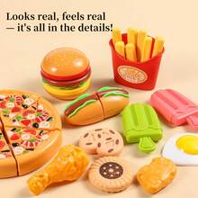 76-Piece Plastic Burger Kitchen Playset With Detachable Layers & Realistic Food, American Style Red/Yellow Design For Kids Pretend Play – Interactive Role-Play Toy For Birthdays, Holidays & Indoor Family Fun