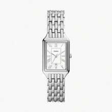Fossil Reloj Raquel de cuarzo con tres dedos de acero inoxidable - Serie cuadrada - Caja de acero inoxidable / Superficie de cristal de cristal - Blanco - Ver 2