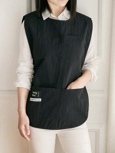 One Piece Work Vest, Easy To Put On And Take Off, Equipped With Multiple Pockets And Waterproof Apron, Suitable For Both Men And Women, Suitable For Hairdressing, Nail Art, Cat Grooming, And Stain Prevention Work. It Comes With An Adjustable Waistband And Breathable Fabric, Suitable For Daily Leisure, Kitchen, Bathroom, Home, Household And Other Occasions.
