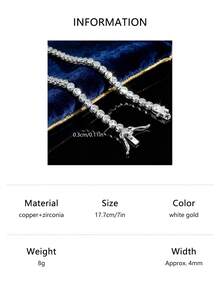 1 件时尚优雅休闲风格铜白金镀层 CZ 镶嵌 3 毫米串珠手链，适合女性派对日常装扮，价格实惠的节日珠宝礼物 - 圓形 - 查看 36