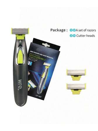 电动剃须刀，便携式全身修剪器，男女通用，USB T型刀头，适用于胡须和腋下，可水洗