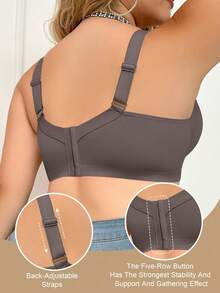 MIMILEMON Mocha Brown Seamless Plus Size Women's Bra, Smooth Minimalist Wide Strap Comfortable Lift And Support Bra - Mocha Brown - View 3