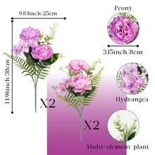 2/4 Bunches Outdoor Artificial Peony & Hydrangea Mixed Bouquet - Pink & Purple, Silk-Like Vibrant Petals, UV-Resistant, Non-Fading, Realistic Artificial Floral Decor, Suitable For Garden, Patio, Porch, Planters, And Window Boxes, Artificial Plants, Decorative Flowers, Valentine's Day Gift - Multicolor - View 14