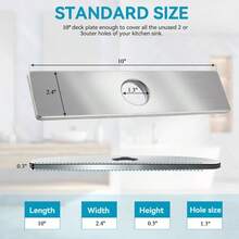 Kitchen Sink Faucet Hole Cover, Deck Plate Escutcheon - 1 Or 3 Hole Long Rectangle Cover Plate, Plumbing Cover Plates, 10 Inch Deck Plate Kitchen Faucet Or Bathroom: 304 Stainless Steel Nickel - Nickel - View 4