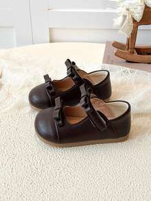 1 Pair Brown Leather Toddler Girls Shoes, Non-Slip Soft Sole Comfortable Lightweight Outdoor Casual Shoes, 1-7 Years Old, Spring/Autumn, With Adjustable Strap, Breathable Brown Leather Princess Shoes For Outings, Travel, Parties, Gatherings, And Various Occasions - Brown - View 2