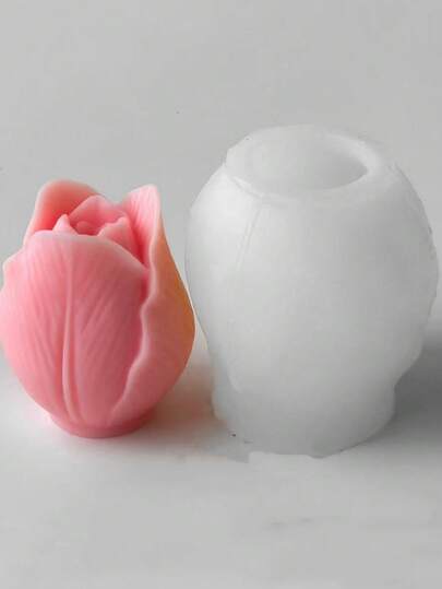 1 pieza Molde de silicona con forma de tulipán para hacer velas DIY, molde de silicona para velas aromáticas con diseño floral para decoración del hogar