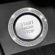 Rhinestone Ignition Circle Decorative Ring, One-Touch Ignition Protection Sticker Car Logo Decor - White - View 4