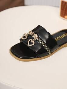 Children's Fashionable Outdoor Slippers, Summer Flat Shoes, One-Piece Sandals, New Stylish Elegant Minimalist - Black - View 8