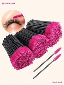 Varitas de rímel desechables con cerdas de cristal para extensiones de pestañas y cejas, 20/50/100/200/300 piezas - Rosa Fucsia - Ver 2