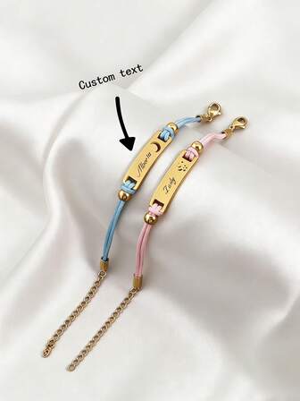 Pulsera personalizada, pulsera de cadena de placa curva minimalista y versátil, diseño de luna y mariposa, personalizable con nombre, lema, fecha, adecuada para cumpleaños, Día de San Valentín, celebración de aniversario, regalo para novia