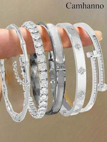 Camhanno Bộ 5 vòng tay thép không gỉ nhiều màu sắc cá nhân hóa với thiết kế độc đáo, thời trang, đa yếu tố, tinh tế và là món quà lý tưởng, trang sức không phai màu, hợp thời trang. - Nhiều màu - Xem 22