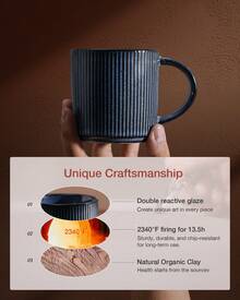 Richmount 4 Piece Coffee Mugs Set, 12 Oz Catering Mugs Cup Set With Handle For Coffee, Tea, Cocoa, Milk - Ceramic Stoneware Drinkware Set - Nebulas Blue - View 7