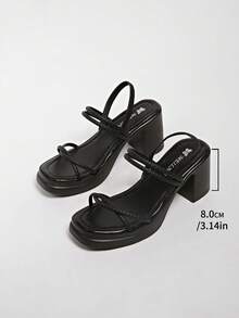 Women's High Heel Dual-Wear Sandals, Fashion Versatile New Chunky Heel Roman Sandals For Summer - Black - View 7