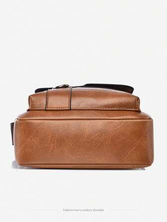 1 st kaffefärgad herrväska, PU-material, lätt affärsväska, lämplig för mäns affärsresor, dagliga pendling, axelväska, portfölj