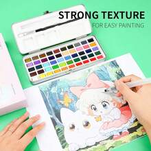 一套50色固体水彩颜料套装，带铁盒，艺术家专业绘画套装，颜料丰富，适合家庭工作室，创意礼品，艺术水彩套装 - 套裝 - 查看 6