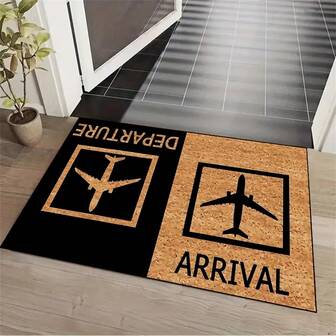 1 pieza Felpudo de salida plano derecho marrón, alfombra de terciopelo de cristal interior creativa con tema de entrada, accesorio de decoración del hogar antideslizante para alfombra de piso, accesorio de fotografía, alfombra decorativa para exteriores