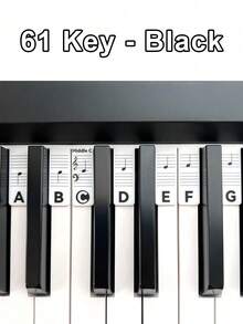 可重复使用的硅胶钢琴音符指南，易于安装和移除的钢琴键盘音符标签，全尺寸 61/88 键，无需贴纸，隔音，卡林巴琴拇指，音叉 - 彩色 - 查看 8