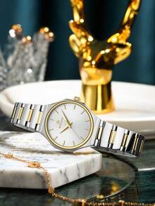 REWARD Women's Quartz Watch, Luxury & Fashion, Stainless Steel Strap, Waterproof, With Watch Box, Elegant & Versatile, Suitable For Business & Casual, Retro Rectangular Watch - Gold - View 8