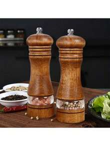 1个胡椒研磨器，家用盐研磨器，木制香料研磨器，手动胡椒研磨器，香料粉碎器，可重复使用的香料瓶，适用于烧烤、野餐、露营、厨房工具、情人节礼物、厨房装饰 - 彩色 - 查看 3