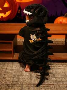 Adult Dinosaur Skeleton Costume Set, Funny Skull Outfit, Animal Themed Party Cosplay - Grey - View 9