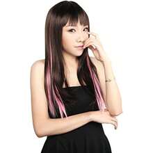 Lurrose Extensiones Cl  Cl Coado en Extensiones de 10Pcs Pasquías Sintés Multi- Destaca Las de para Las  Cl C De Caballo Trenzas Cl - Rosa - Ver 4