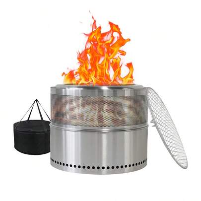 Rauchfreie Feuerstelle, Holzfeuerstelle, Grillfeuerstelle, Edelstahl, Tragbar für den Außenbereich (Smokeless Fire Pit, Wood Fire Pit, BBQ Fire Pit, Stainless Steel, Portable Outdoor)   WL