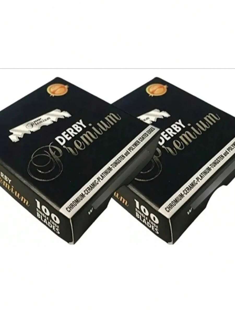 200 Lâmina Barbear Derby Premium 2 Caixas Cortadas Meia