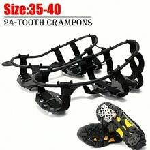 1 Pair 24-Tooth Anti-Slip Ice Cleats - Ice Snow Shoe Covers, Suitable For Hiking, Climbing, Walking, Running And Hunting