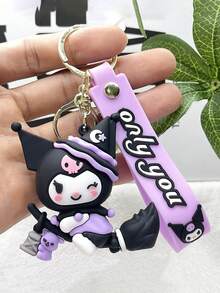 3pcs Sanrio New Kuromi Keychain, Cute Cartoon Character Keyring, Bag Pendant, Small Gift
