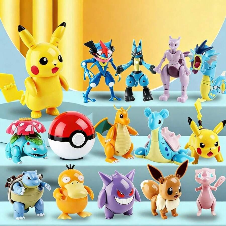 pokemon 宝可梦变形精灵球皮卡丘玩偶模型摆件，小火龙胖丁第一世代皮卡丘玩偶 - 彩色 - 查看 1