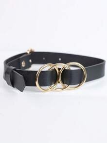 2026 New Exaggerated Punk Style O-Shaped Ring Necklace, Popular Foreign Trade Jewelry, Street Auction Nightclub PU Leather Collar - Black - View 3