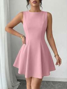 PRETTYGARDEN Women's Summer Dresses Elegant Sleeveless Boat Neck A Line  Formal Cocktail Party Wedding Guest Graduation Vacation Mini Pink  Dress Club Outfits For Women - 粉色 - 查看 3